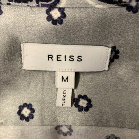 REISS Chemise à manches courtes Camp en coton motif bandana gris marine taille M