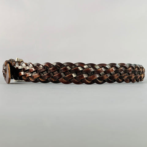 SALVATORE FERRAGAMO Taille 38 Ceinture en cuir tressé marron foncé argenté