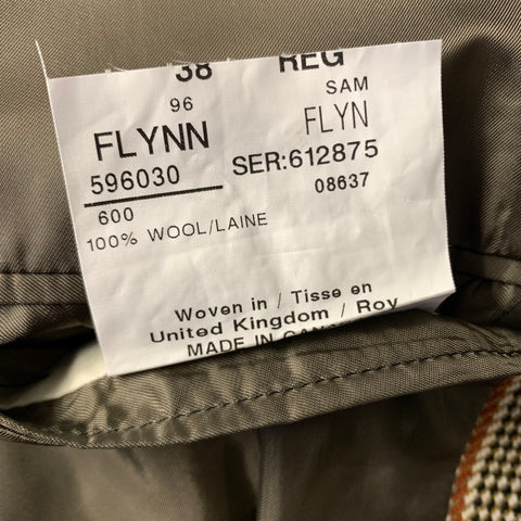 PHINEAS COLE Size 38 Brown Tan Tartan Wool Peacoat Coat