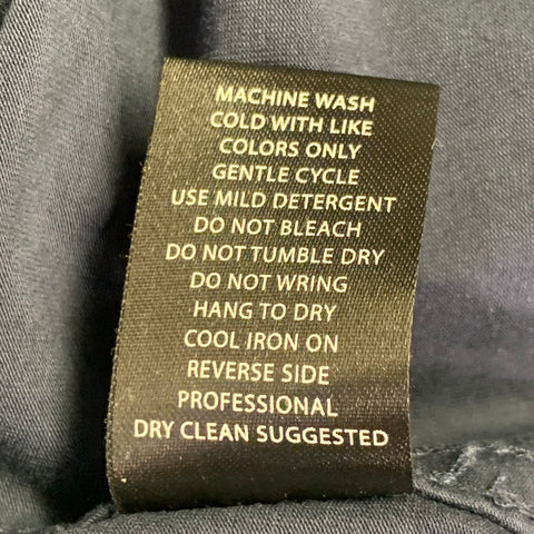 STEELE Size M Navy Cotton Blend Spread Collar Short Sleeve Shirt