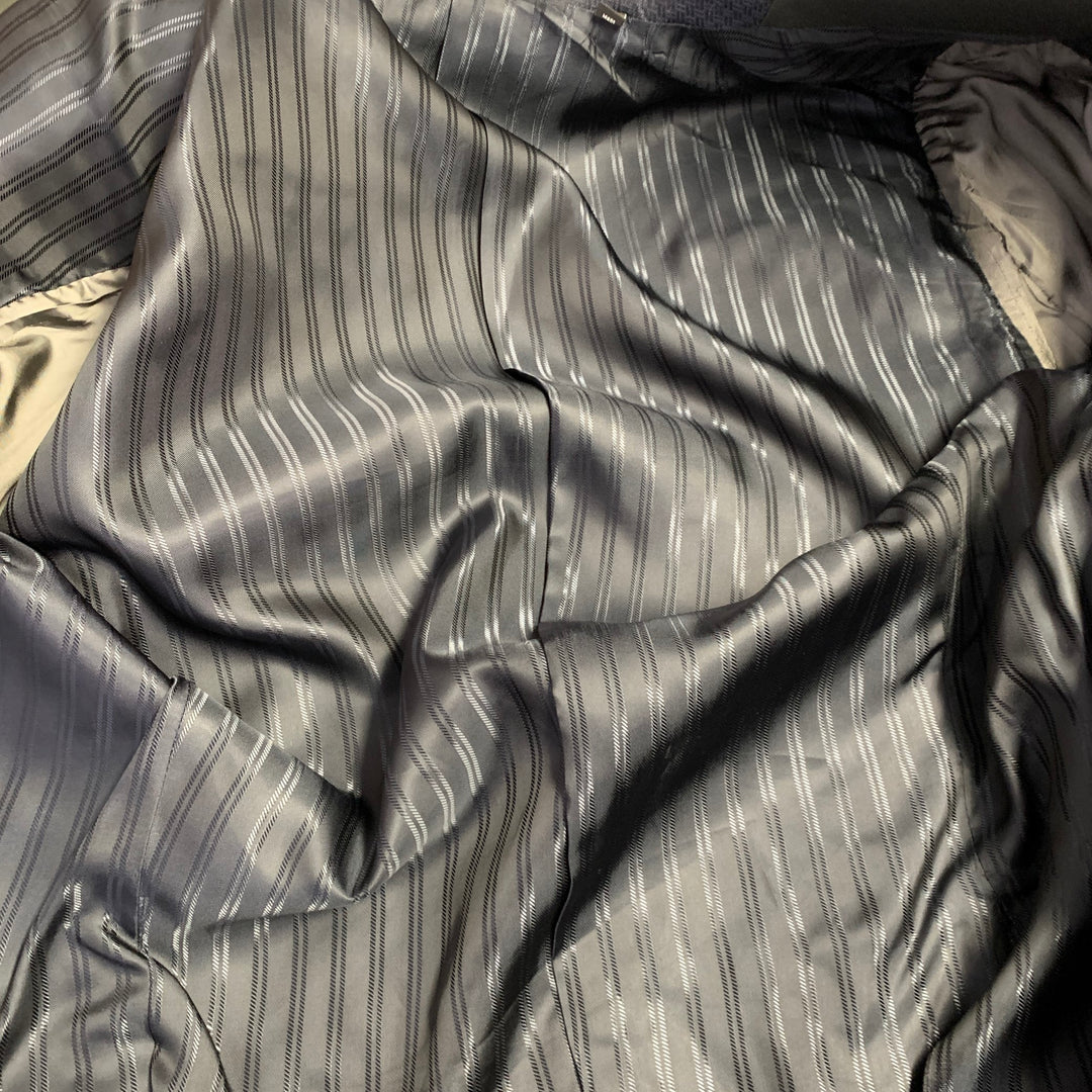 EMPORIO ARMANI Size 40 Navy Black Textured Wool Silk Sport Coat