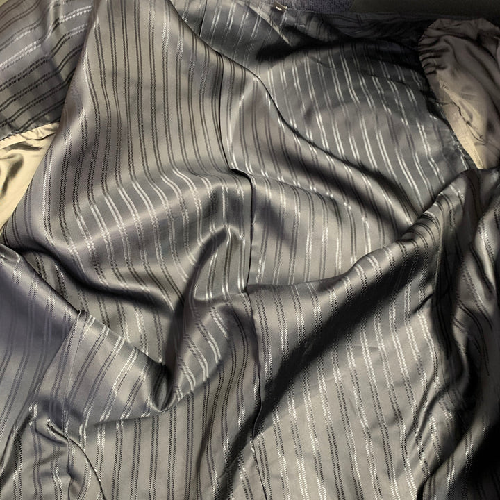 EMPORIO ARMANI Size 40 Navy Black Textured Wool Silk Sport Coat