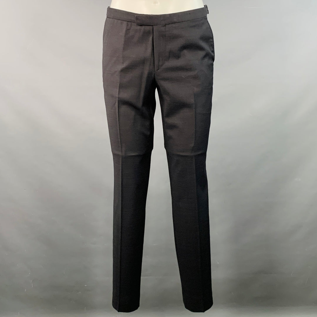 THE KOOPLES Size 38 Black Wool Woven Peak Lapel Tuxedo