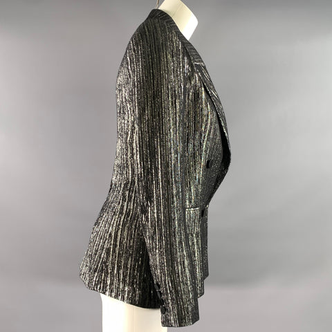 ISABEL MARANT Size 2 Black Silver Viscose Polyester Jacket