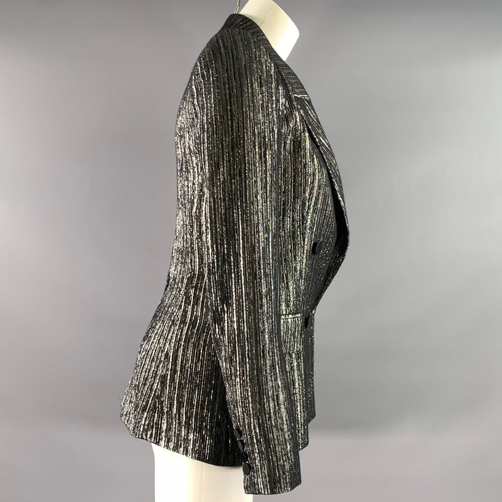 ISABEL MARANT Size 2 Black Silver Viscose Polyester Jacket