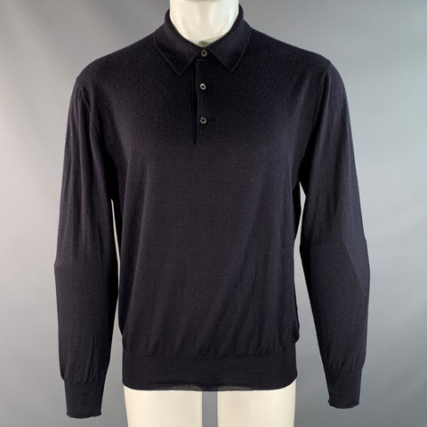 AVON CELLI Taille M Pull Polo en Maille Mélange Cachemire Noir