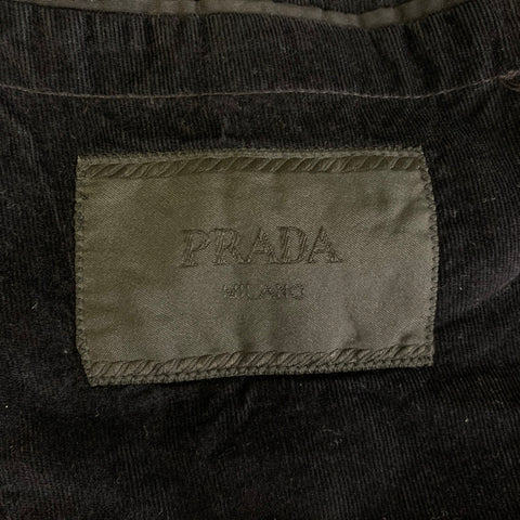 PRADA Chest Size 38 Black Corduroy Cotton Blend Notch Lapel Sport Coat
