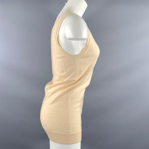 DONNA KARAN Size M Cream Cashmere Blend Knit Tank top Casual Top