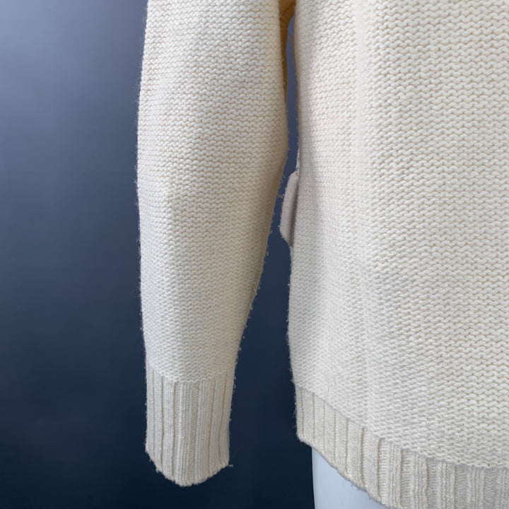 BURBERRY LONDON Size M Cream Brown Knit Merino Wool Toggle Closure Cardigan