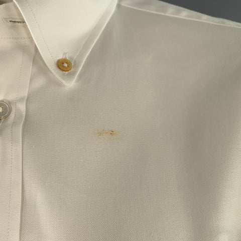 PAUL SMITH Size L White Contrast Trim Cotton One Pocket Long Sleeve Shirt