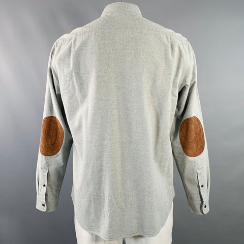 J CREW Size XL Light Grey Brown Cotton Button Down Long Sleeve Shirt