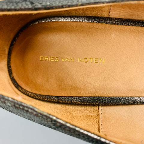 DRIES VAN NOTEN Zapatos de tacón con plataforma de cuero plateado talla 9