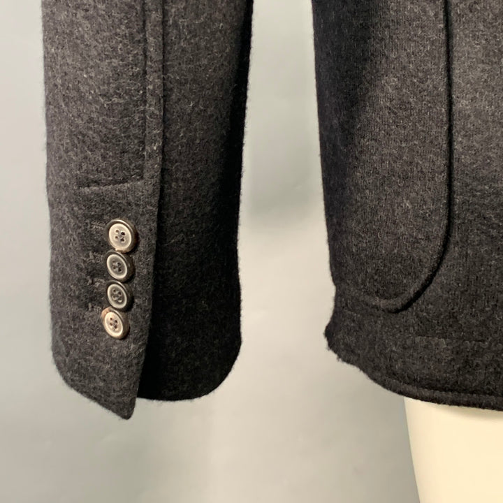 LANVIN Size 40 Navy Black Two Toned Wool Blend Snaps Sport Coat