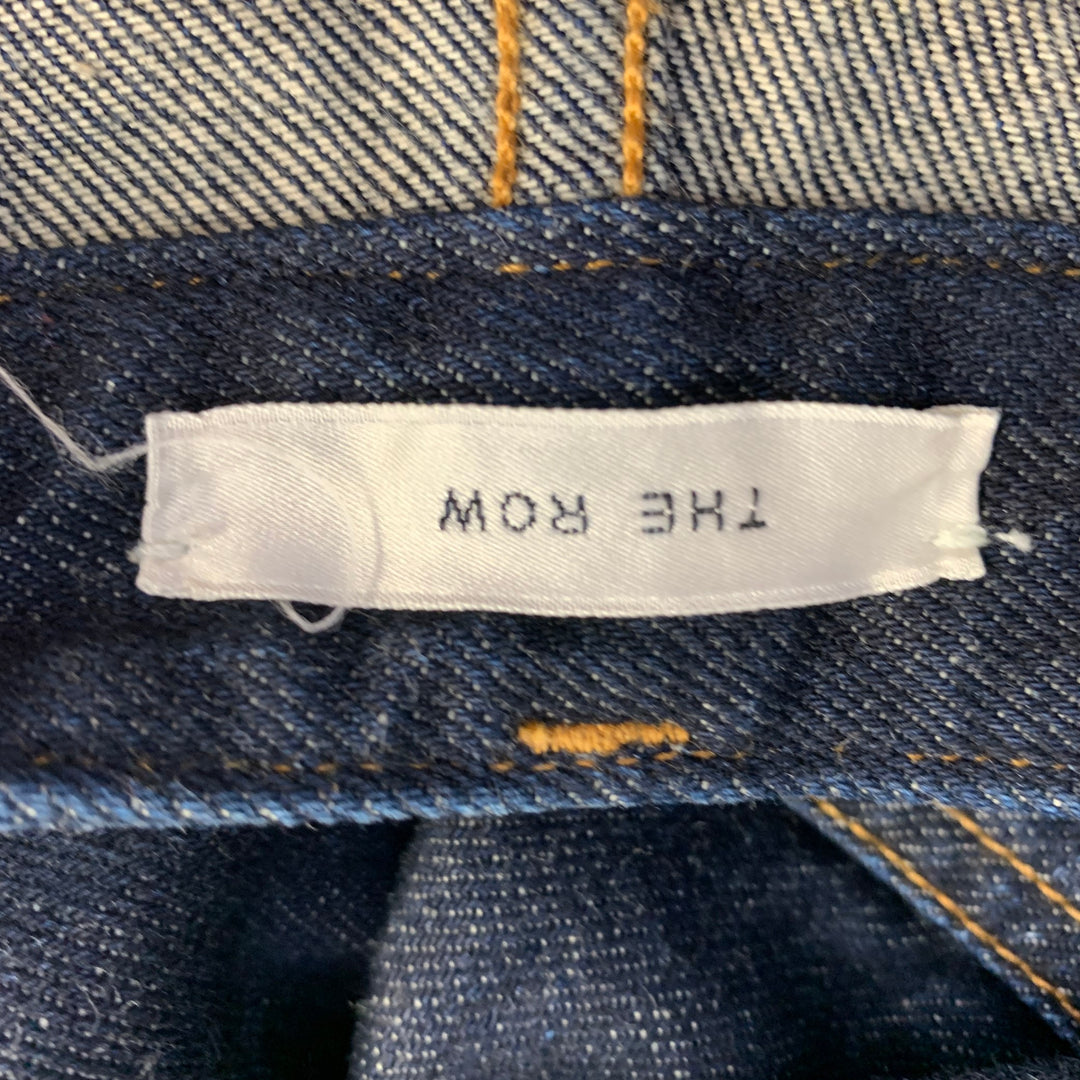 THE ROW Size 12 Blue Indigo Cotton Twill Contrast Stitch Tapered Selvedge Jeans