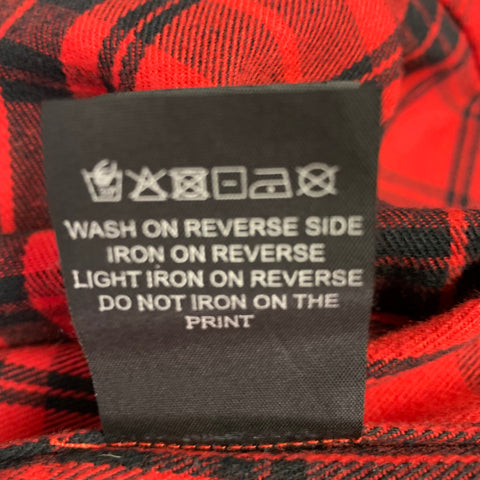 VETEMENTS Size XS -My Name Is- Red Black Plaid Cotton Blend Long Sleeve Shirt