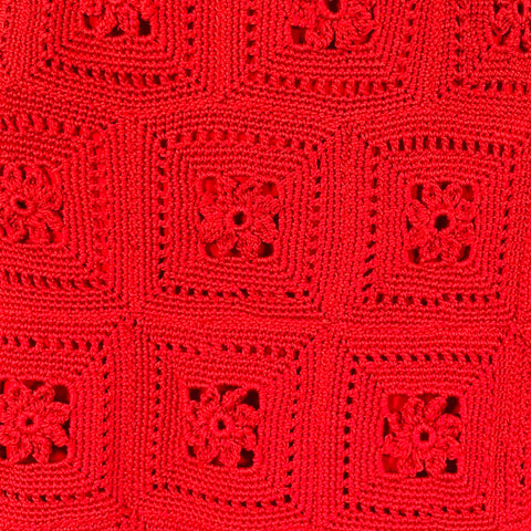 ADAM LIPPES Size S Poppy Red Cotton Crochet A-Line Dress