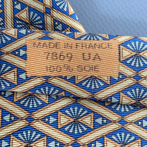 HERMES Navy Beige Diamond Silk 7869 UA Tie