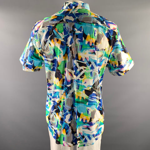 ROBERT GRAHAM Size XXL Blue Abstract Short Sleeve Shirt