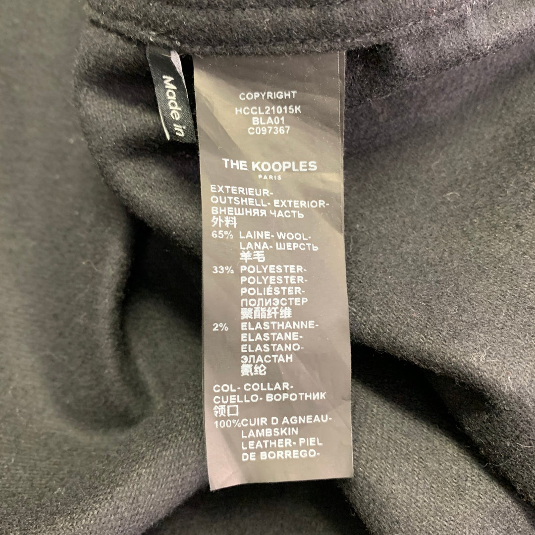 THE KOOPLES Size XXL Black Wool Blend Lambskin Collar Long Sleeve Shirt