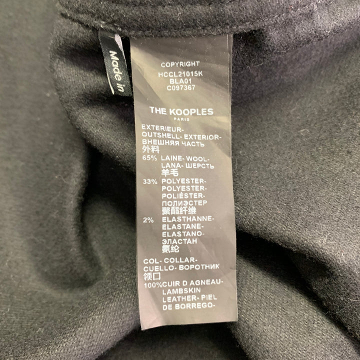 THE KOOPLES Size XXL Black Wool Blend Lambskin Collar Long Sleeve Shirt