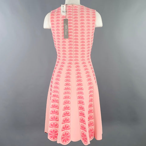 LELA ROSE Size S Pink Lemons Viscose Blend Sleeveless Pleated Dress