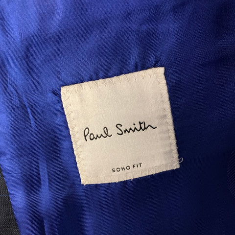 PAUL SMITH Size 42 Navy Blue Window Pane Wool Notch Lapel Suit