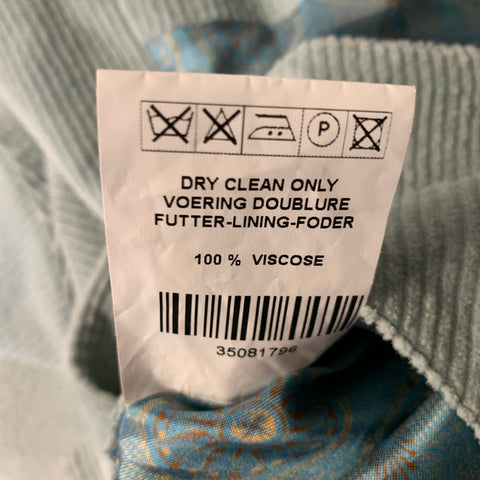 KLEIN EPSTEIN & PARKER Size M Blue Seafoam Corduroy Cotton Blend Work Suit Set