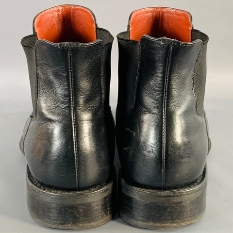 PARABOOT Size 10 Black Leather Rubber Sole Chelsea Boots