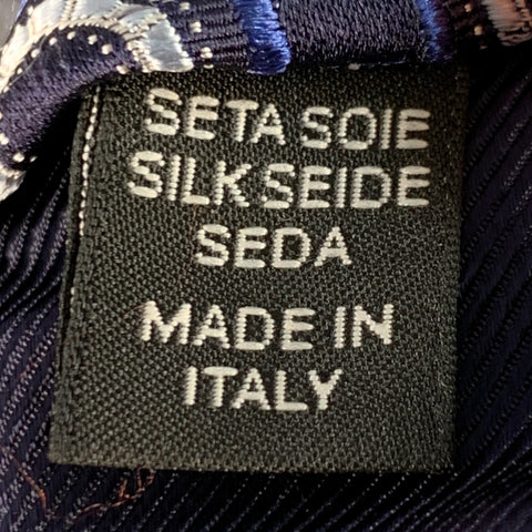 ERMENEGILDO ZEGNA One Size Blue White Black Circles Silk Tie