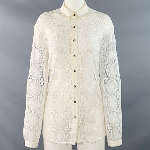 RAMY BROOK Size S White Polyester Lace Button Up Shirt