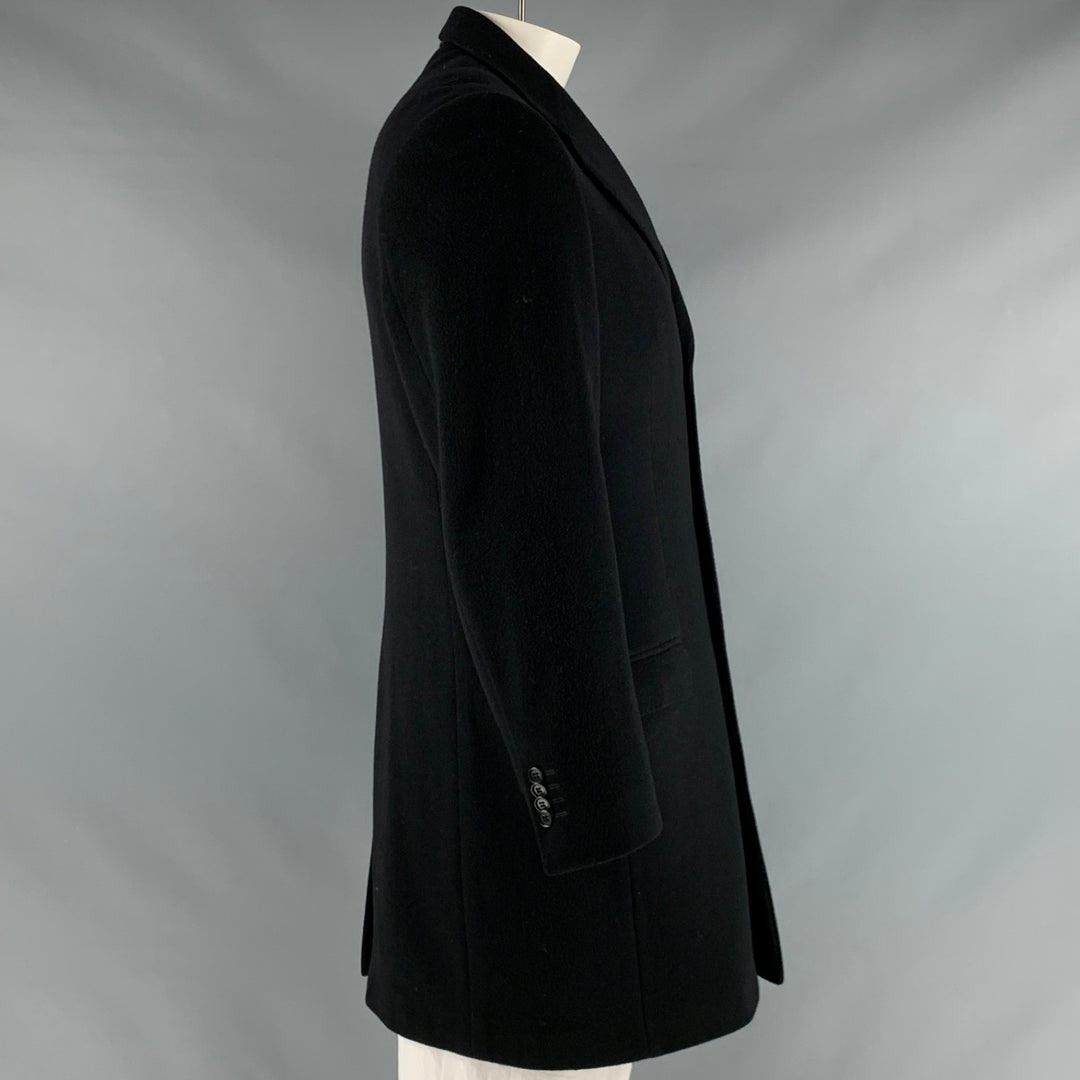 YVES SAINT LAURENT Size 42 Black Wool Blend Single Breasted Coat