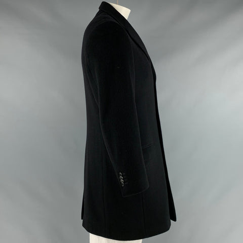 YVES SAINT LAURENT Taille 42 Manteau simple boutonnage en laine mélangée noire