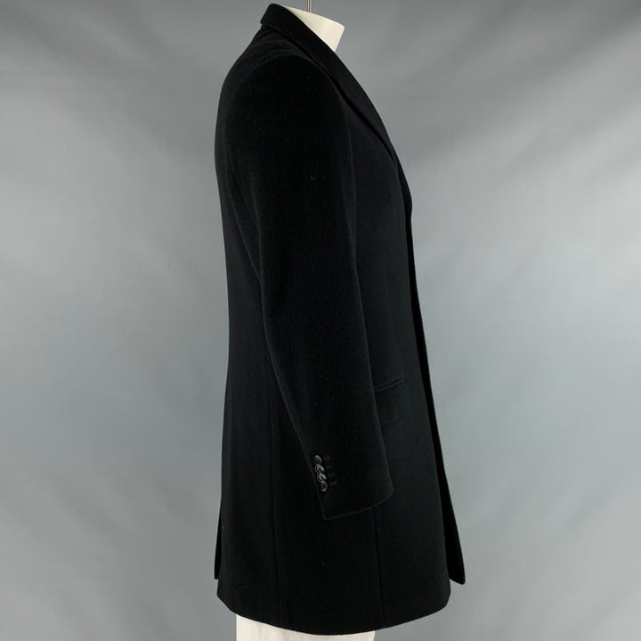 YVES SAINT LAURENT Size 42 Black Wool Blend Single Breasted Coat