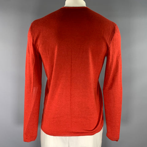 JOHN VARVATOS Size L Red Cashmere silk V Neck Pullover