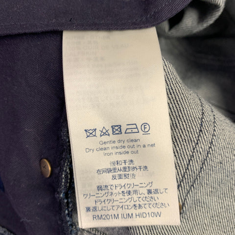 LOUIS VUITTON SS20 Size 36 Virgil Abloh Blue Indigo Monogram Cotton Baggy Distressed Jeans