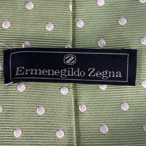 ERMENEGILDO ZEGNA White Lime Dots Silk Tie