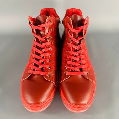 BADGLEY MISCHKA Size 10 Teddy Red Leather High Top Sneakers