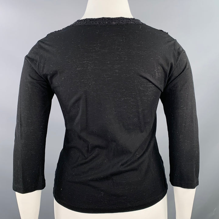 HAAT by ISSEY MIYAKE Size L Black Cotton 3/4 Sleeves Casual Top