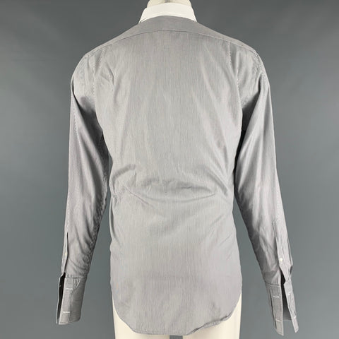 RALPH LAUREN Size M White Black Stripe Cotton French Cuff Long Sleeve Shirt