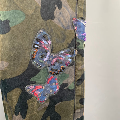 VALENTINO Size 30 Green Brown Camo Cotton Cargo Casual Pants