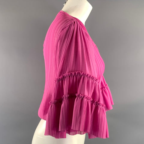 RAMY BROOK Size S Purple Polyester Pleated Casual Top