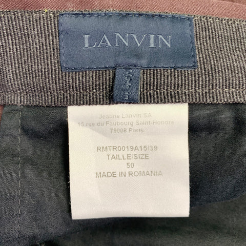 LANVIN Size 32 Burgundy Cotton Ankle Zip Flat Front Dress Pants