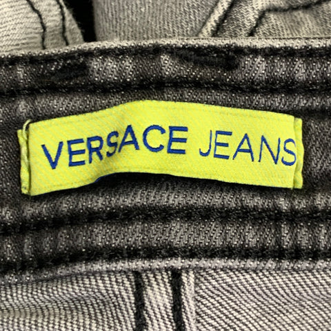 VERSACE JEANS Size 36 Grey Washed Cotton Blend Slim Fit Jeans