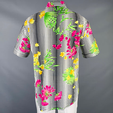 VERSACE JEANS COUTURE Size XXL White Multi Color Print Cotton Short Sleeve Shirt