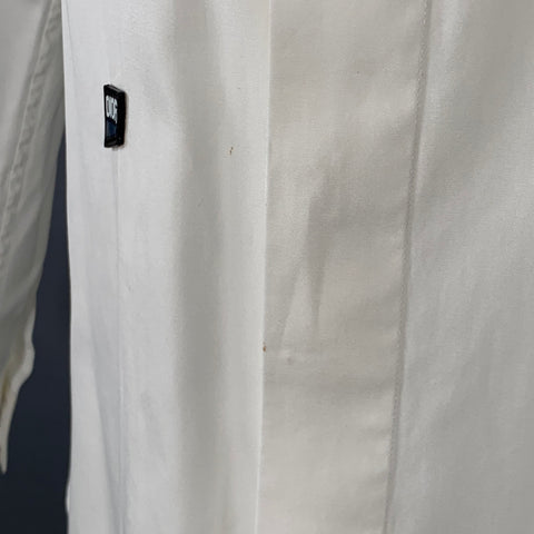 DIOR HOMME Size M White Applique Cotton Hidden Placket Long Sleeve Shirt