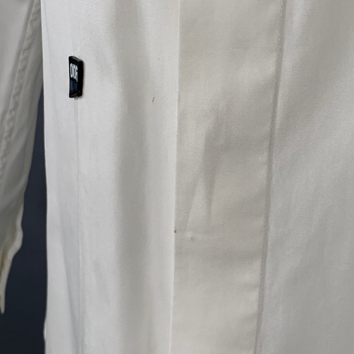 DIOR HOMME Size M White Applique Cotton Hidden Placket Long Sleeve Shirt