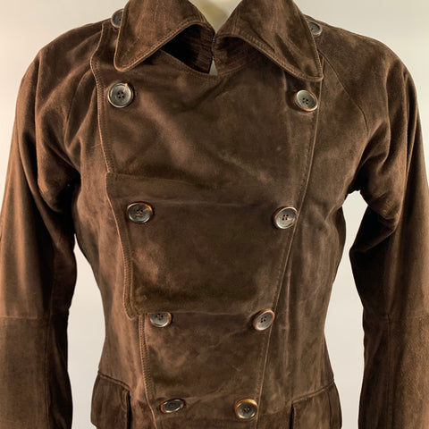 JOHN GALLIANO FW2002 Size 42 Brown Leather Overcoat Coat