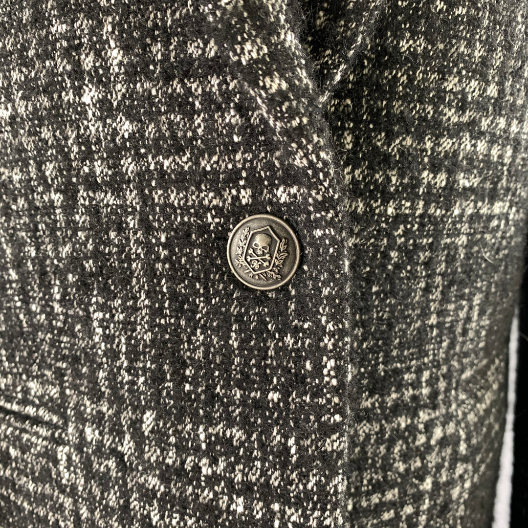 THE KOOPLES Size 6 Black White Wool Blend Notch Lapel Jacket