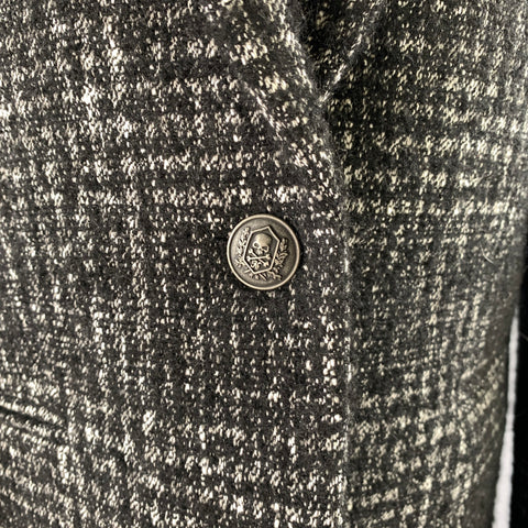 THE KOOPLES Size 6 Black White Wool Blend Notch Lapel Jacket