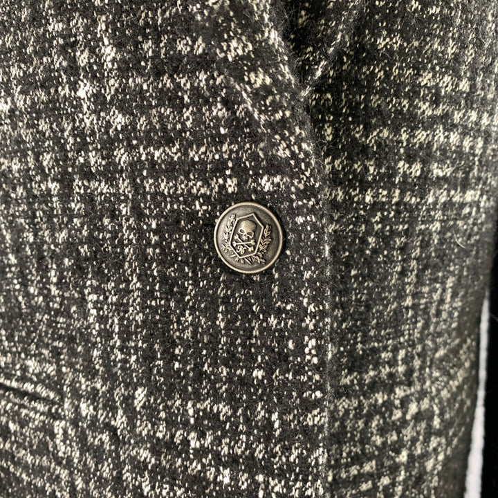 THE KOOPLES Size 6 Black White Wool Blend Notch Lapel Jacket
